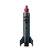 FOXFIRE Homing Missile sprite — a slim red-tipped seeker missile, drawn in the game's hand-drawn pixel style